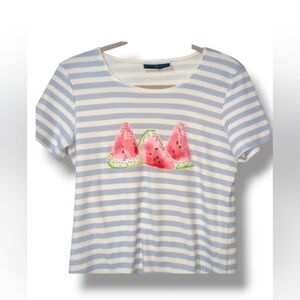 KAREN SCOTT Watermelon striped shirt